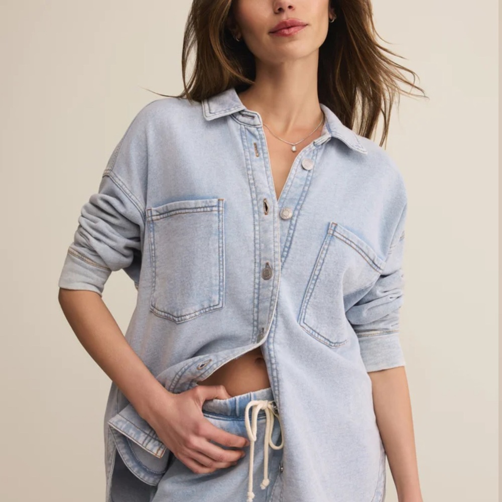 Z Supply All Day Knit Denim Jacket - M
